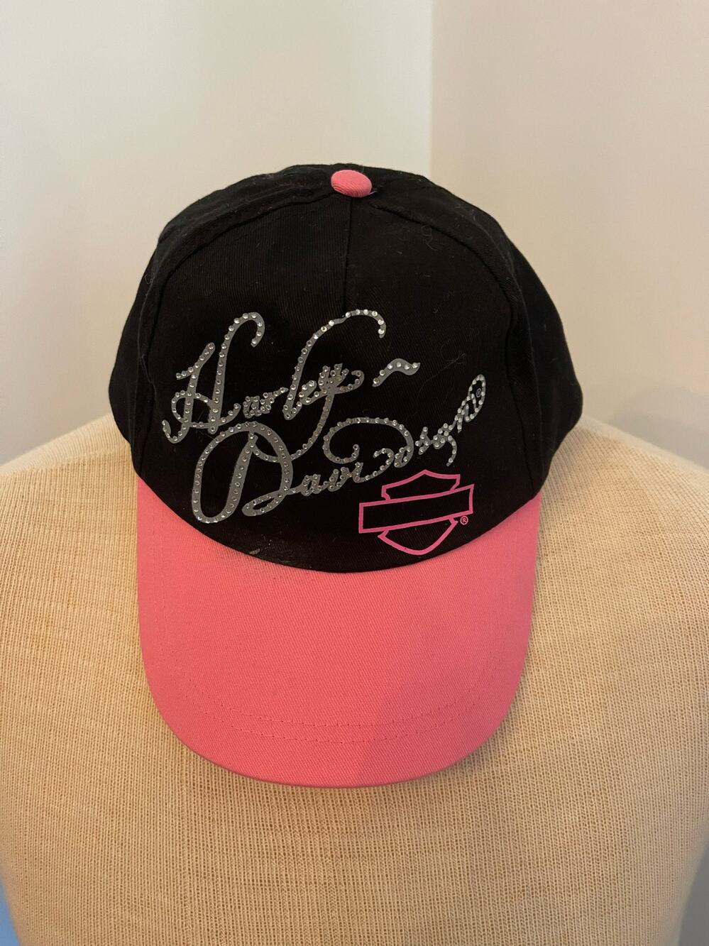Harley Davidson Pink & Black Girls Hat Size 4-14